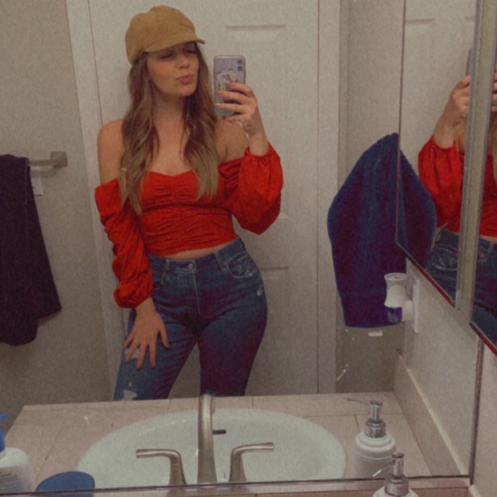 Forever 21 rust long sleeve cropped top